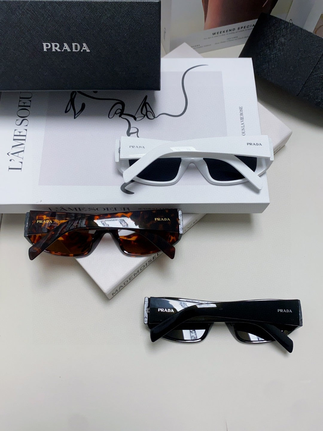 Prada Rectangular Brown Lens Sunglasses for Men & Women - 358408 - detail image 8