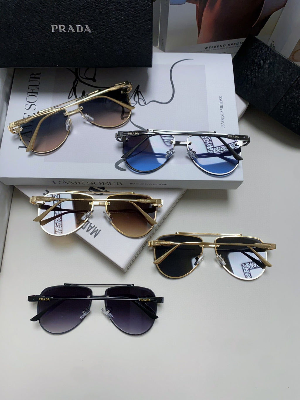 Prada Fashion Blue Lens Sunglasses for Men & Women - 358415 - detail image 8