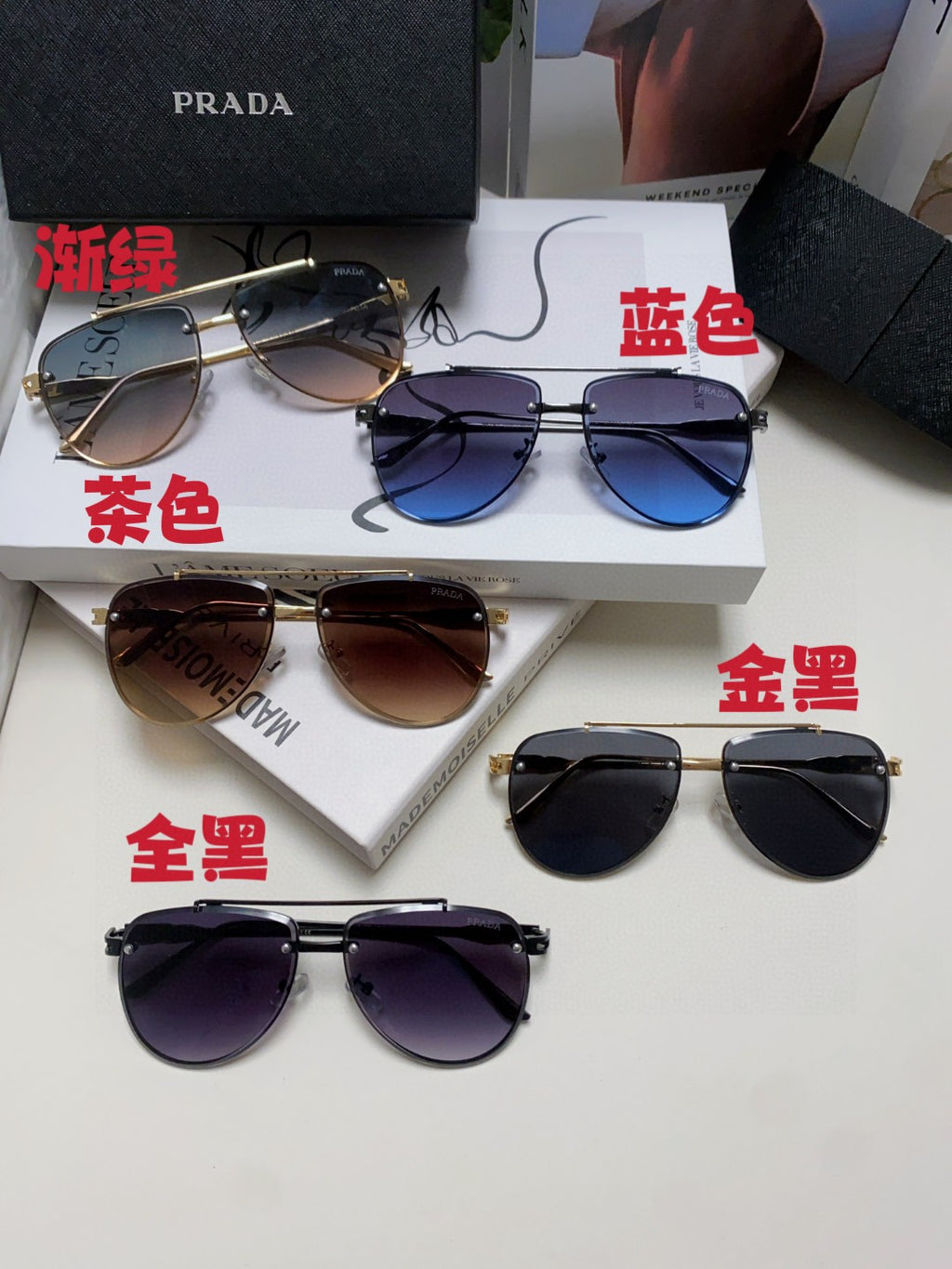 Prada Fashion Blue Lens Sunglasses for Men & Women - 358417 - detail image 9