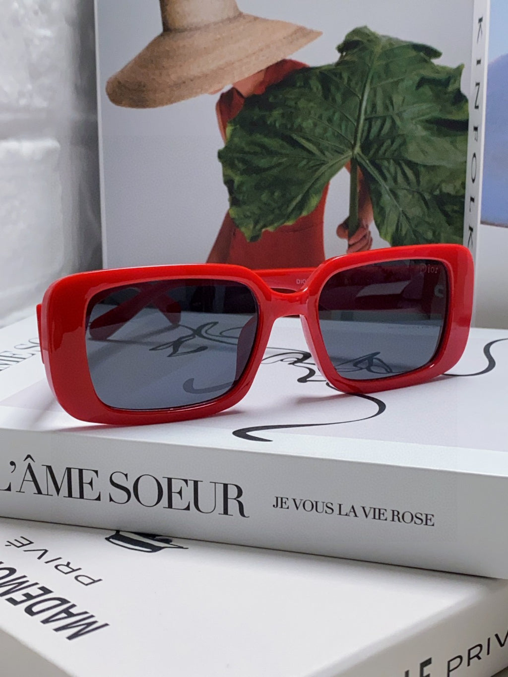 Dior Square Red Lens Sunglasses for Women
