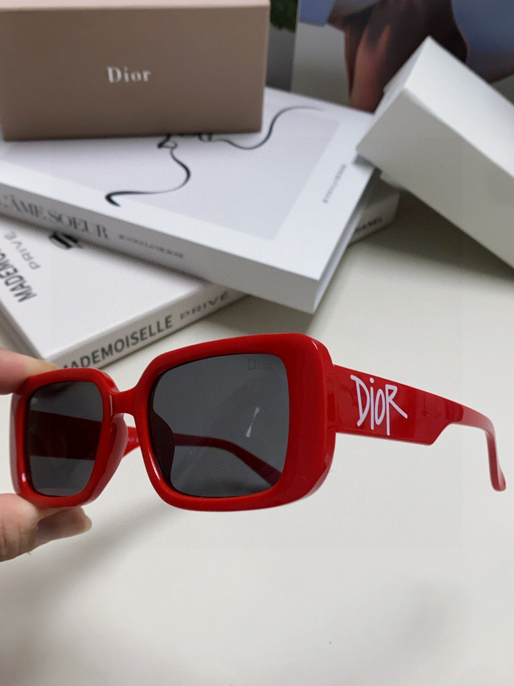 Dior Square Red Lens Sunglasses for Women - detail image 5