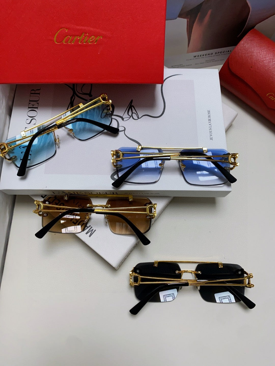 Cartier Lightweight Rimless Silver Lens Sunglasses for Men & Women - 415855 - detail image 7