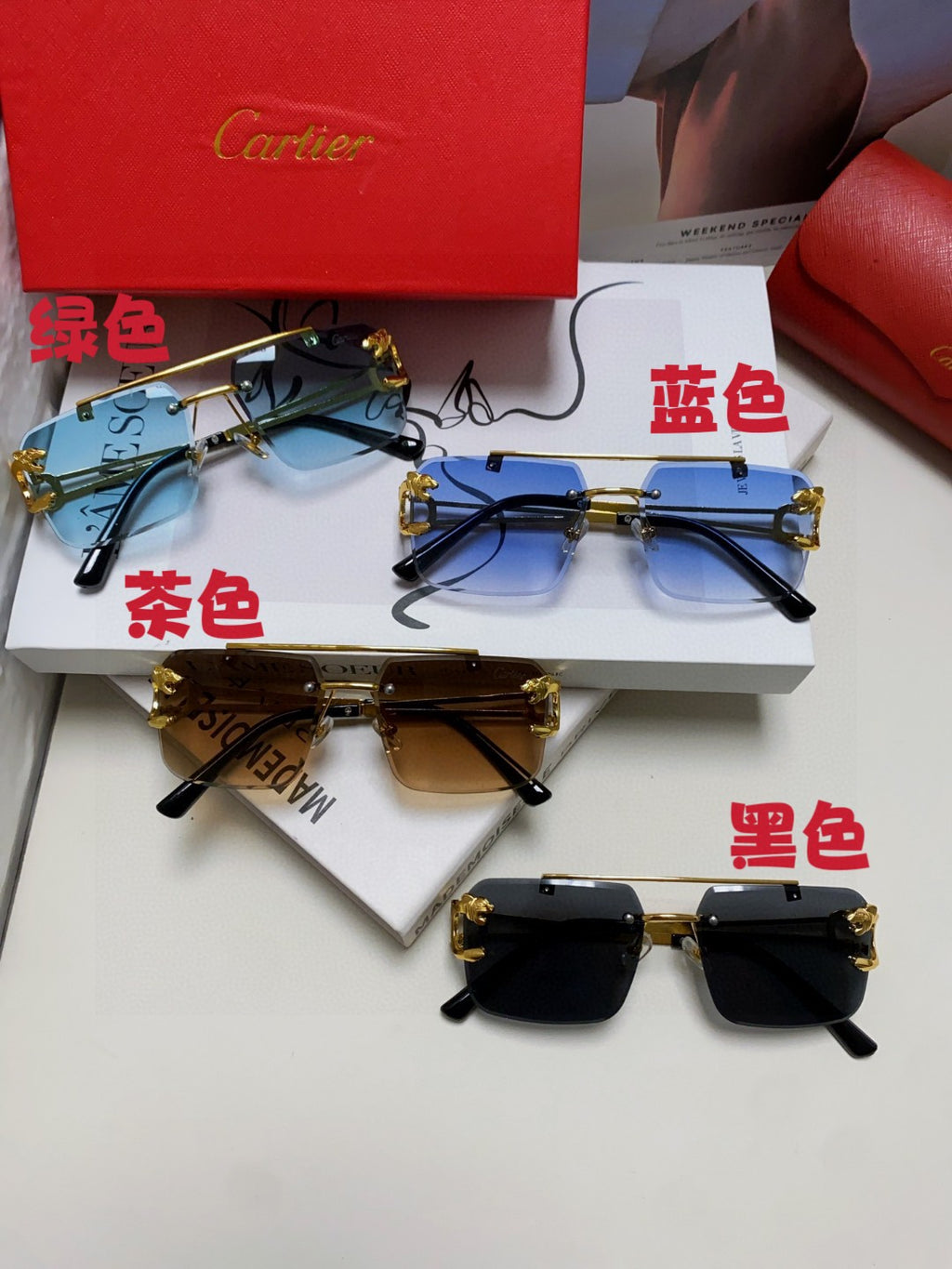 Cartier Lightweight Rimless Silver Lens Sunglasses for Men & Women - 415855 - detail image 8