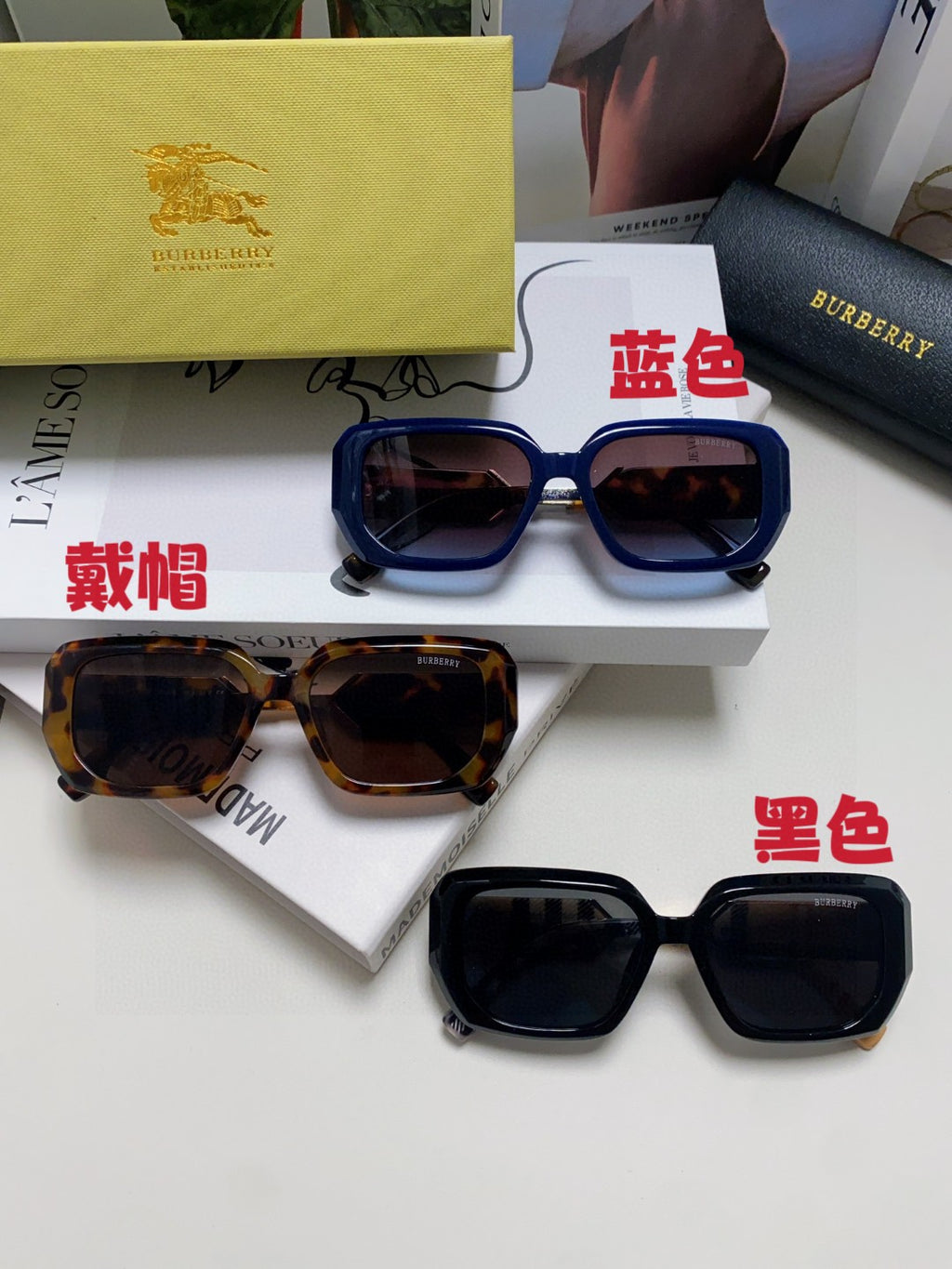 Burberry Rectangular Gray Lens Sunglasses for Men & Women - detail image 9