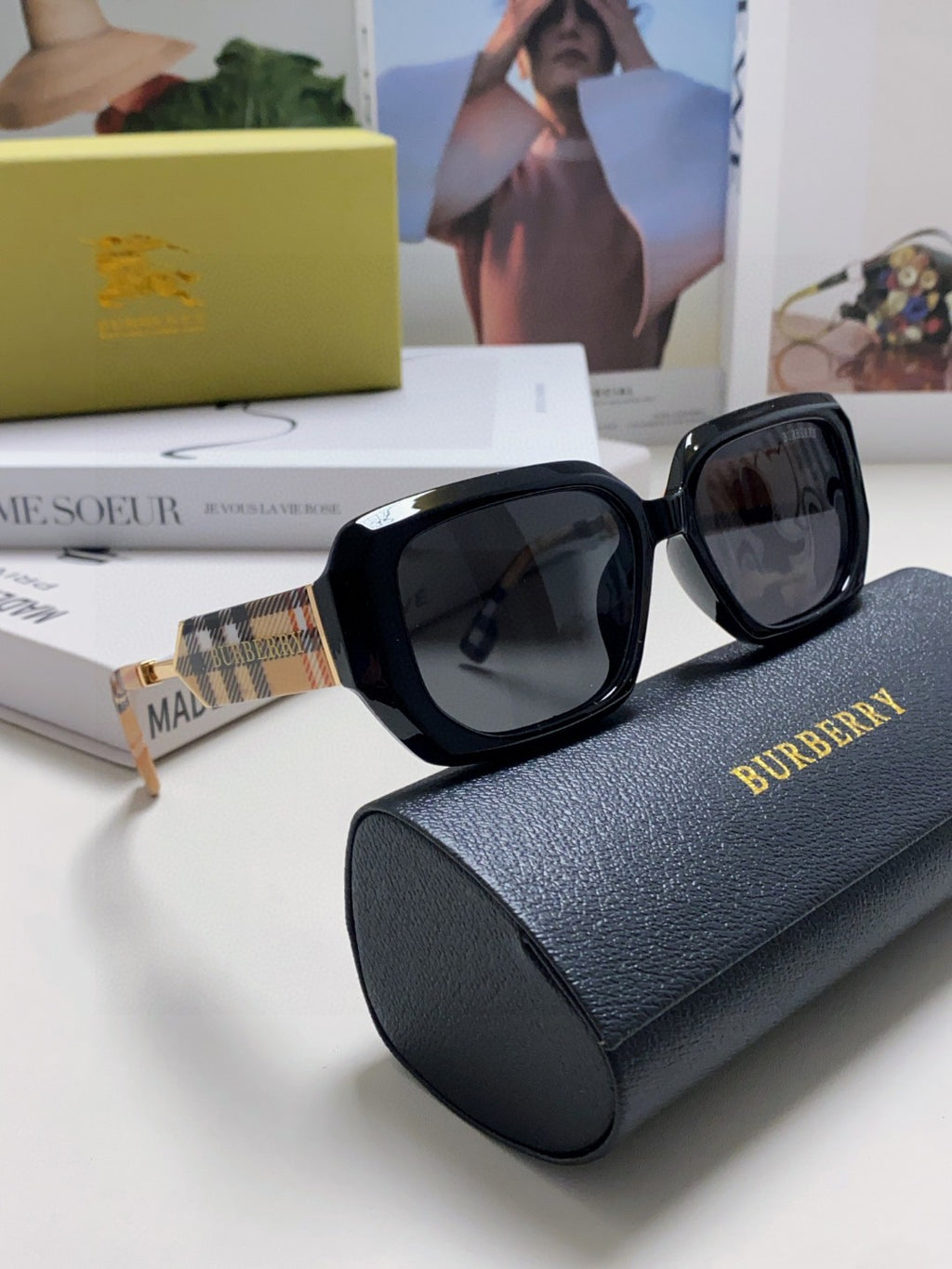 Burberry Rectangular Black Lens Sunglasses for Men & Women - 416068 - detail image 7
