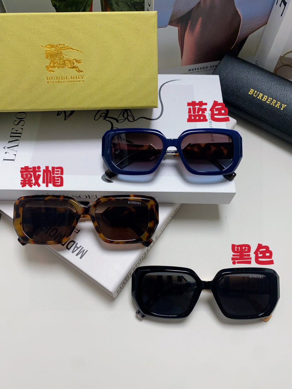 Burberry Rectangular Black Lens Sunglasses for Men & Women - 416068 - detail image 9