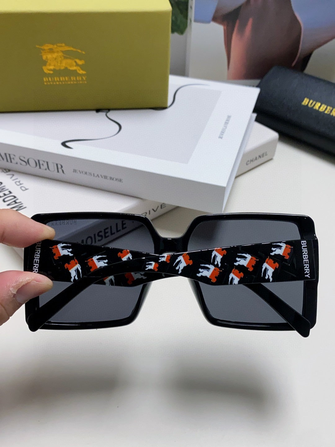 Burberry Polarized Oversized Black Lens Sunglasses for Women - detail image 4