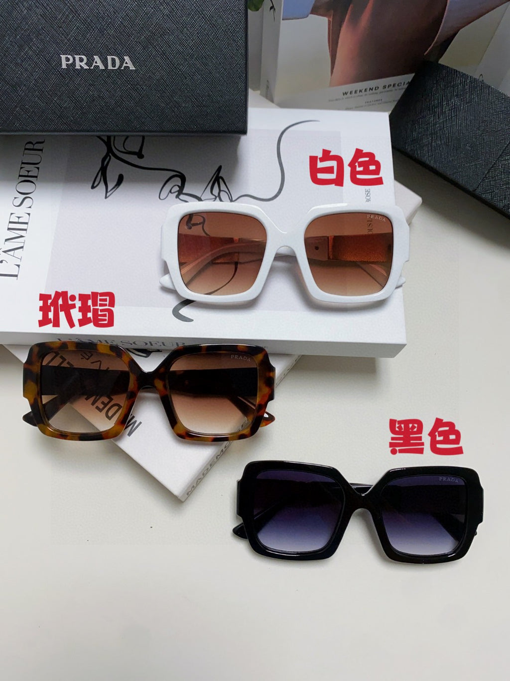 Prada Fashion Black Lens Sunglasses for Men & Women - 415716 - detail image 9