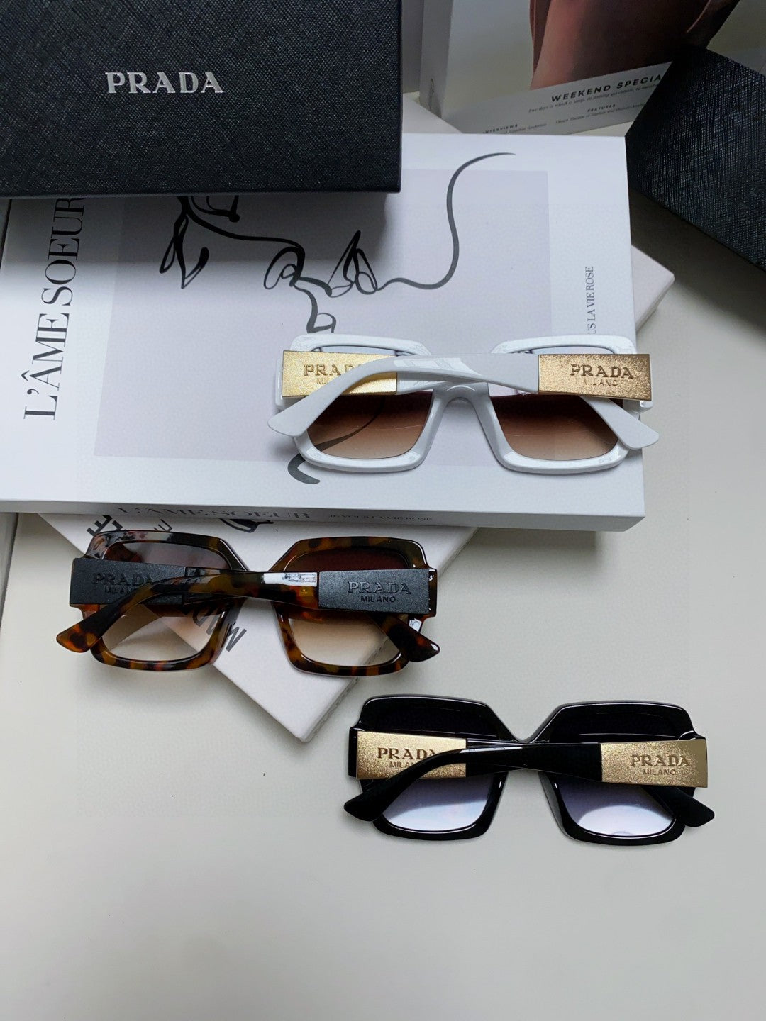 Prada Fashion Black Lens Sunglasses for Men & Women - 415716 - detail image 8