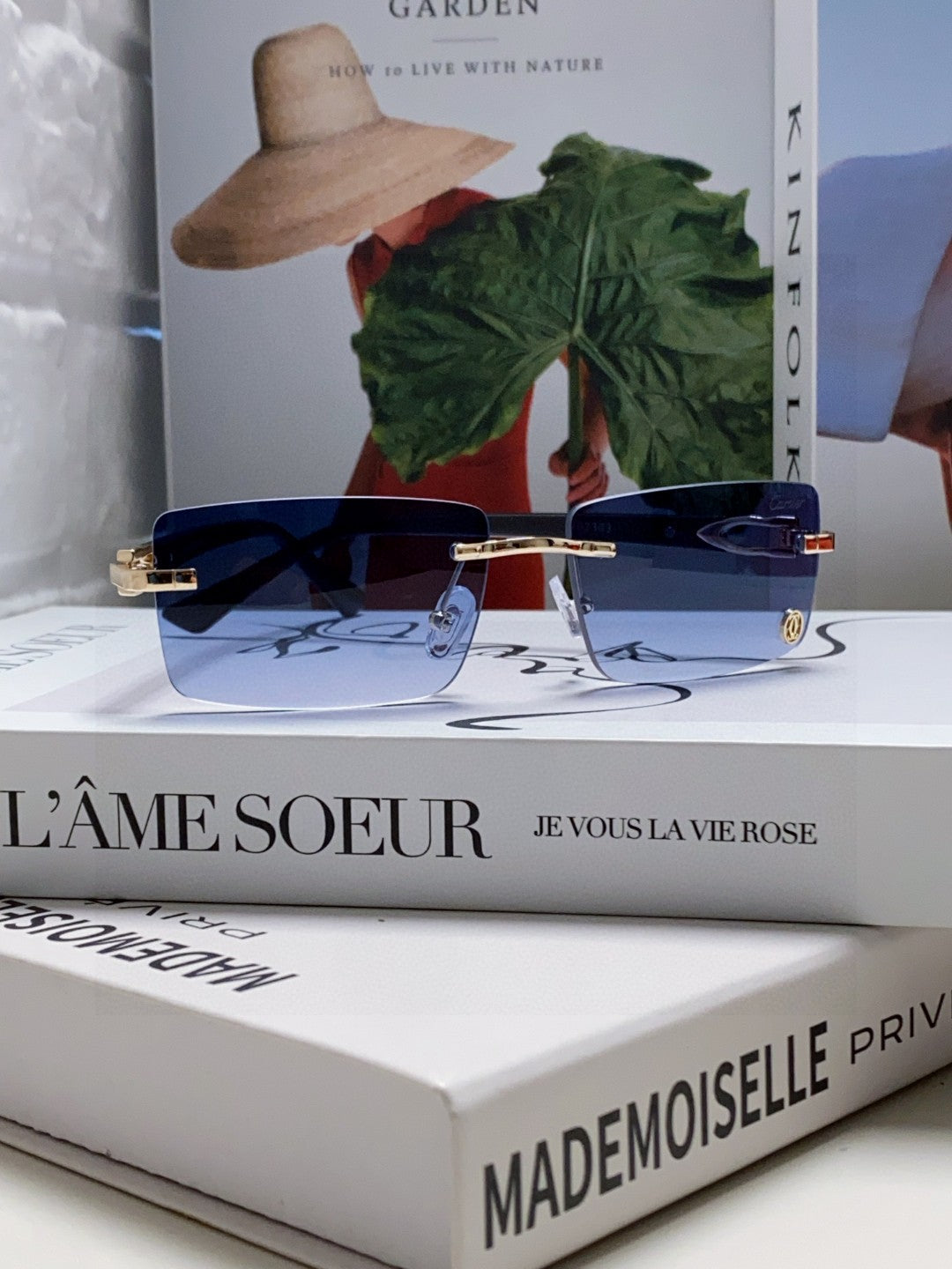 Cartier Blue-Light Rimless Blue Lens Sunglasses for Men & Women - 432354