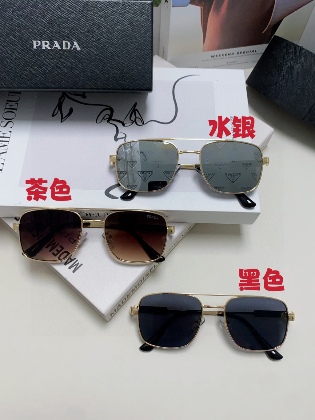 Prada Square Gray Lens Sunglasses for Men & Women - 998156 - detail image 8
