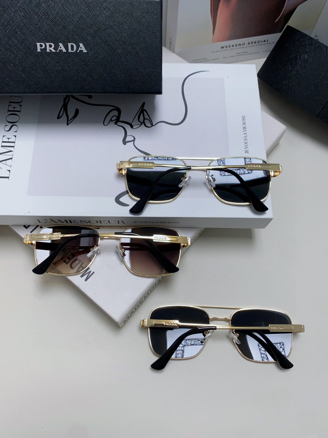 Prada Square Gray Lens Sunglasses for Men & Women - 998156 - detail image 7