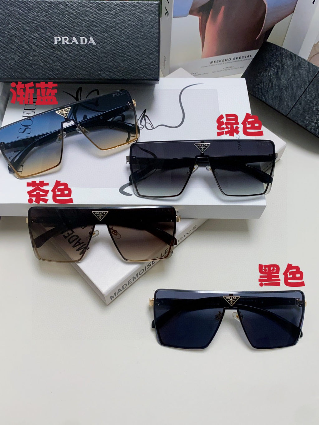 Prada Oversized Silver Lens Sunglasses for Men & Women - detail image 9