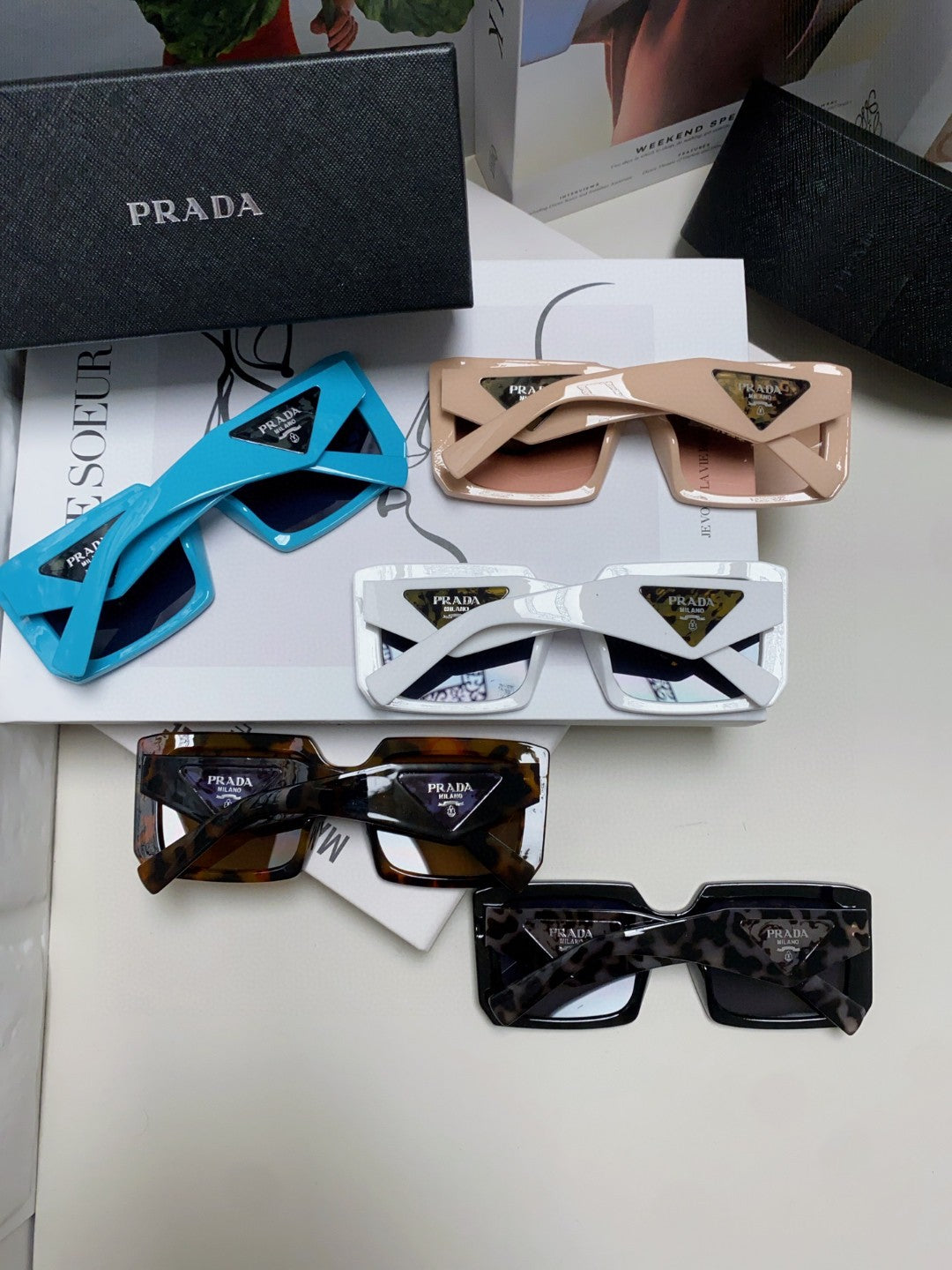 Prada Metal Oversized Red Lens Sunglasses for Men - 432169 - detail image 8
