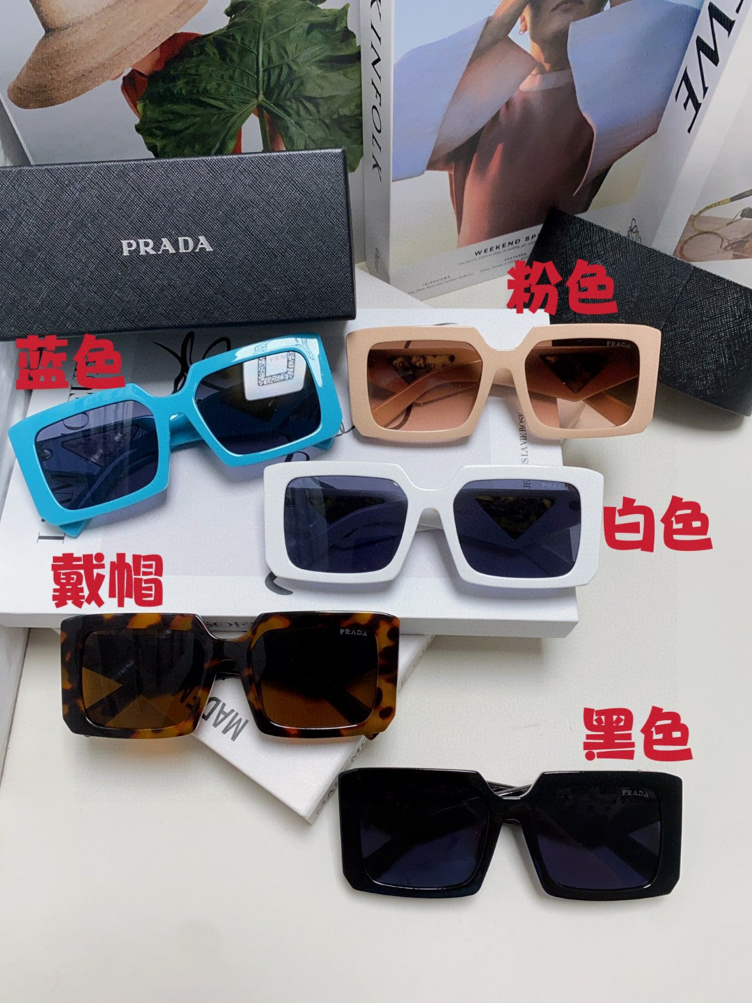 Prada Metal Oversized Blue Lens Sunglasses for Men - detail image 9