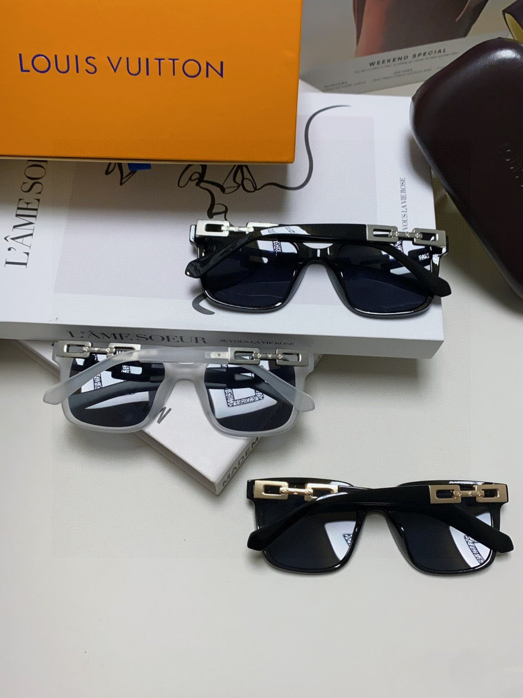 Louis Vuitton Square Blue Lens Sunglasses for Men & Women - 933771 - detail image 8