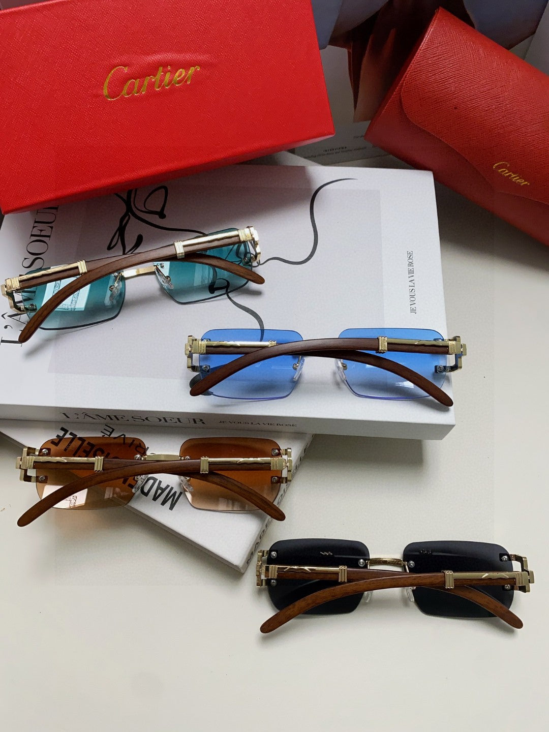Cartier Lightweight Rimless Silver Lens Sunglasses for Men & Women - 382804 - detail image 7