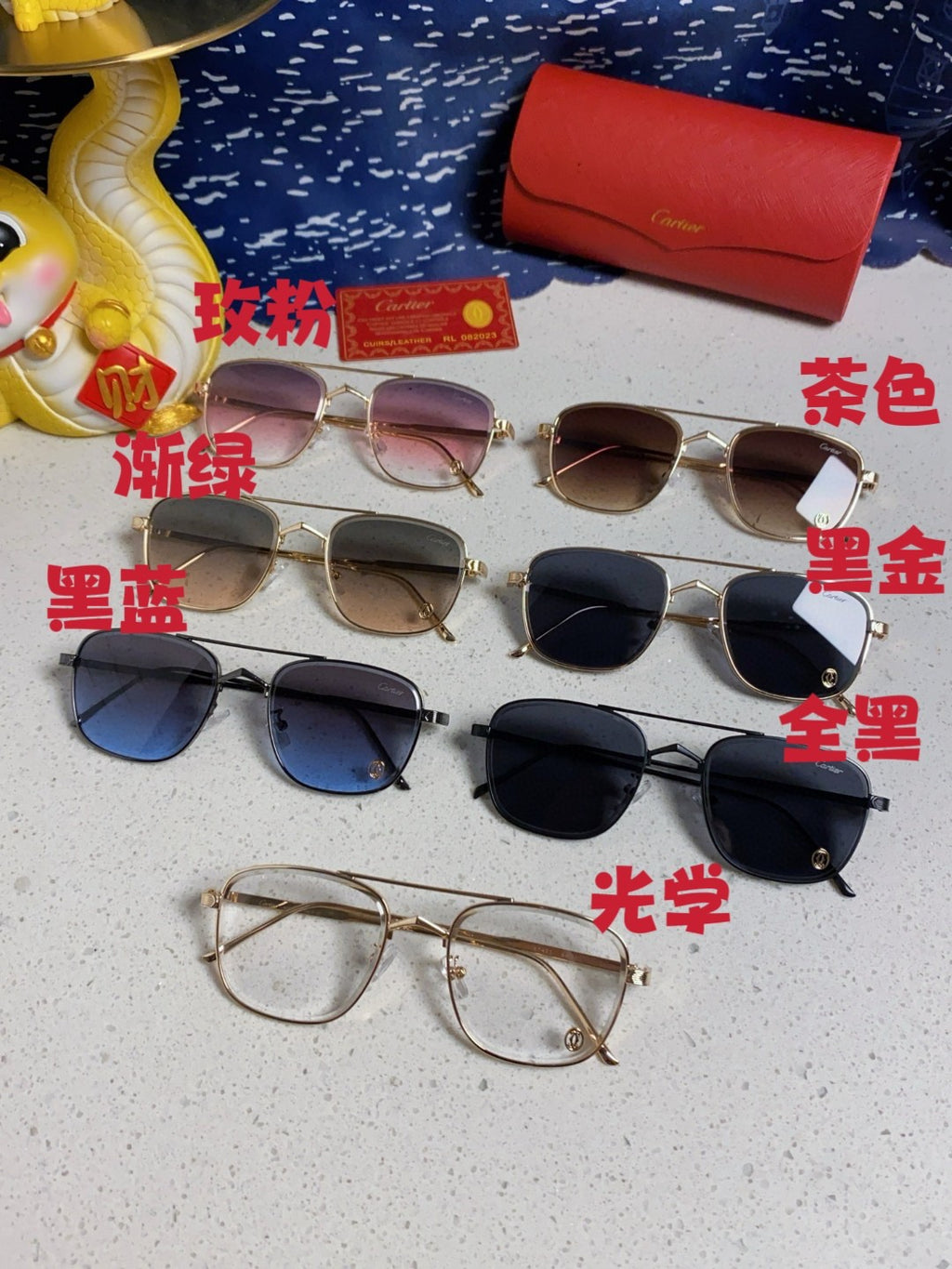 Cartier Aviator Blue Lens Sunglasses for Men & Women - 382790 - detail image 11
