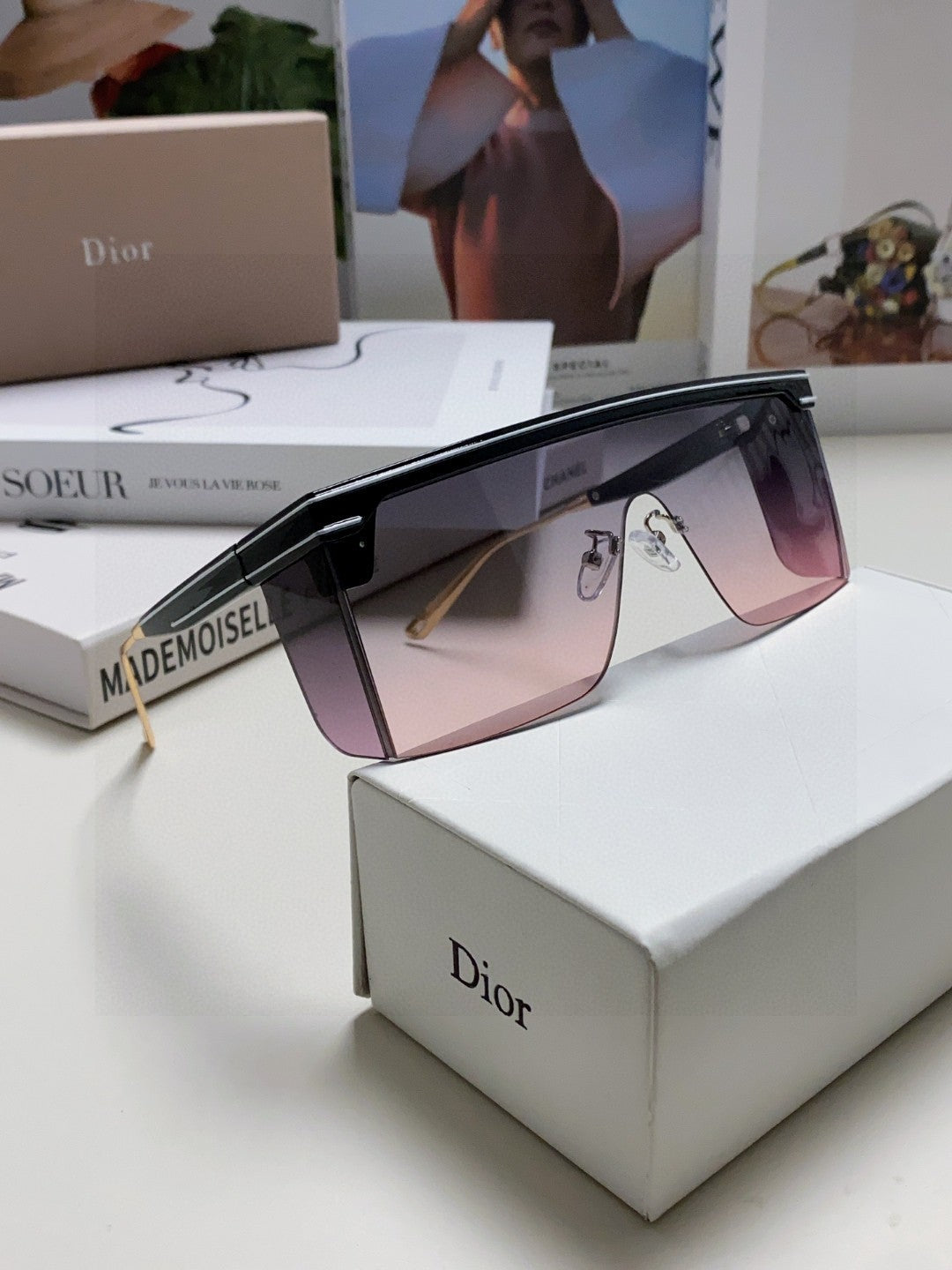 Dior Oversized Gray Lens Sunglasses for Men & Women - 398711 - detail image 7