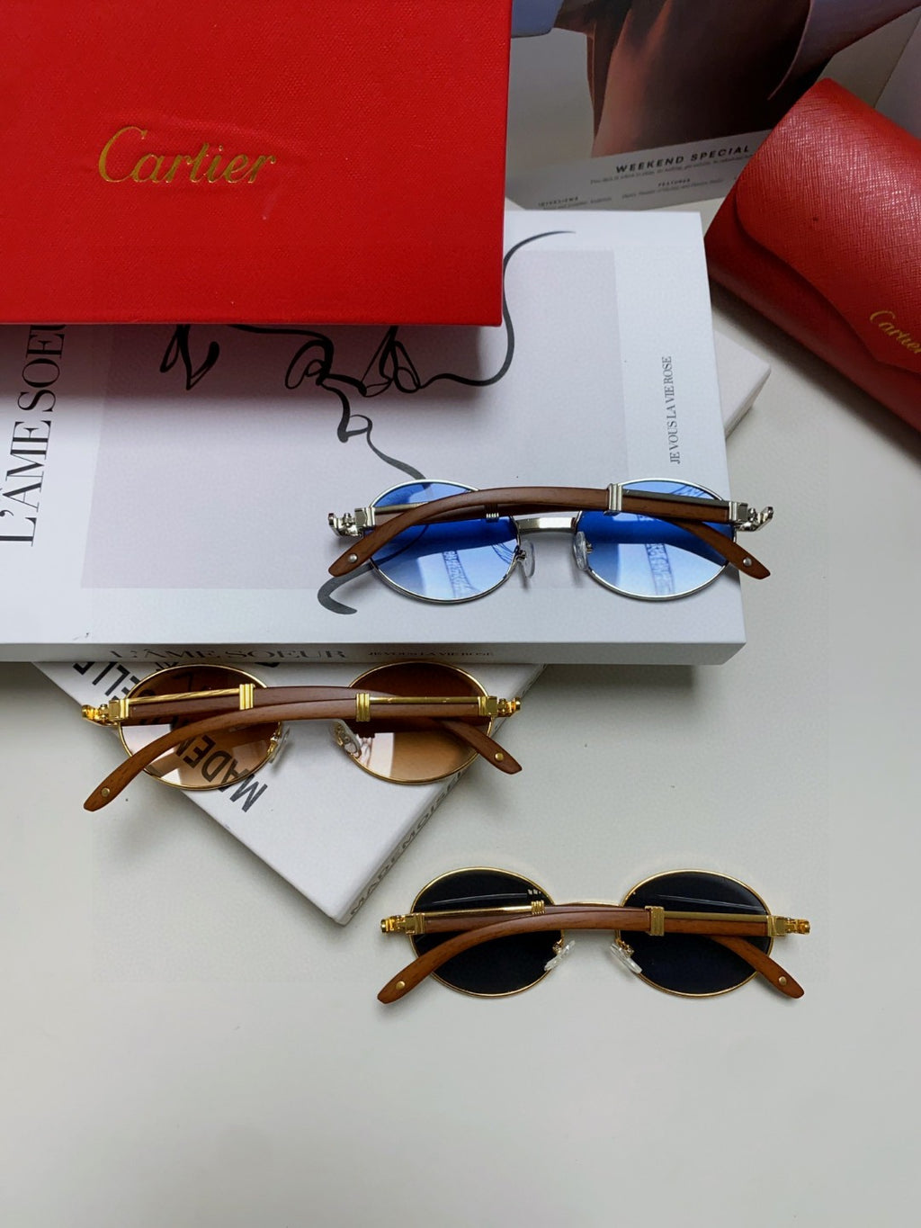Cartier CT0464S Round Brown Lens Sunglasses for Men & Women - detail image 6