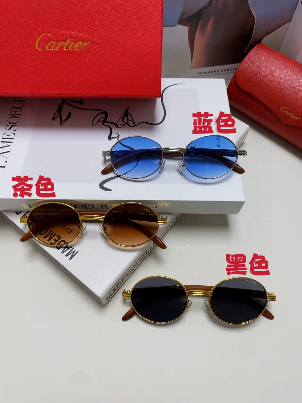 Cartier CT0464S Round Black Lens Sunglasses for Men & Women - detail image 11