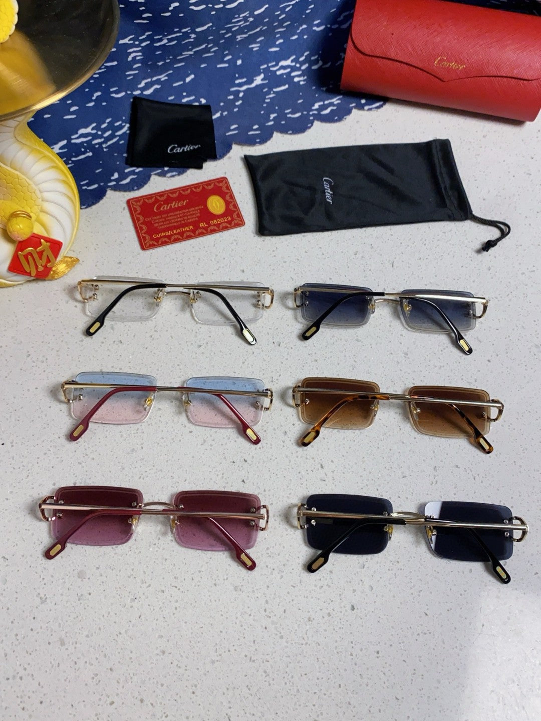 Cartier Fashion Blue Lens Sunglasses for Men & Women - detail image 11