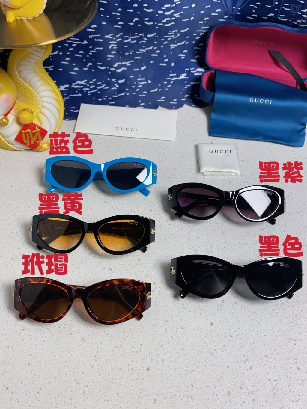 Gucci Cat-Eye Blue Lens Sunglasses for Men & Women - detail image 13