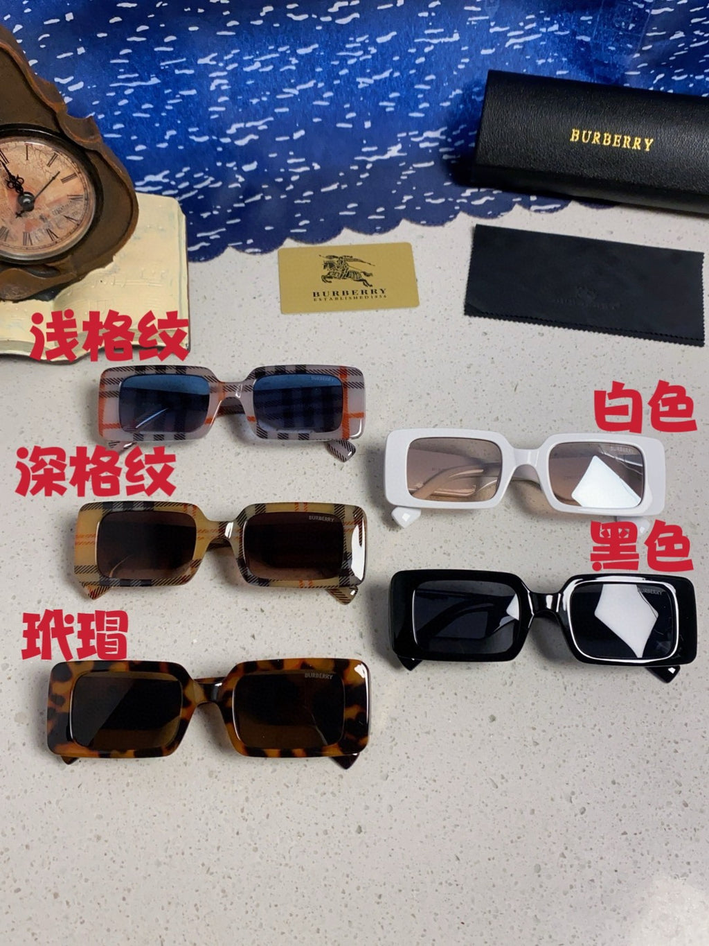 Burberry Square Blue Lens Sunglasses for Men & Women - detail image 12