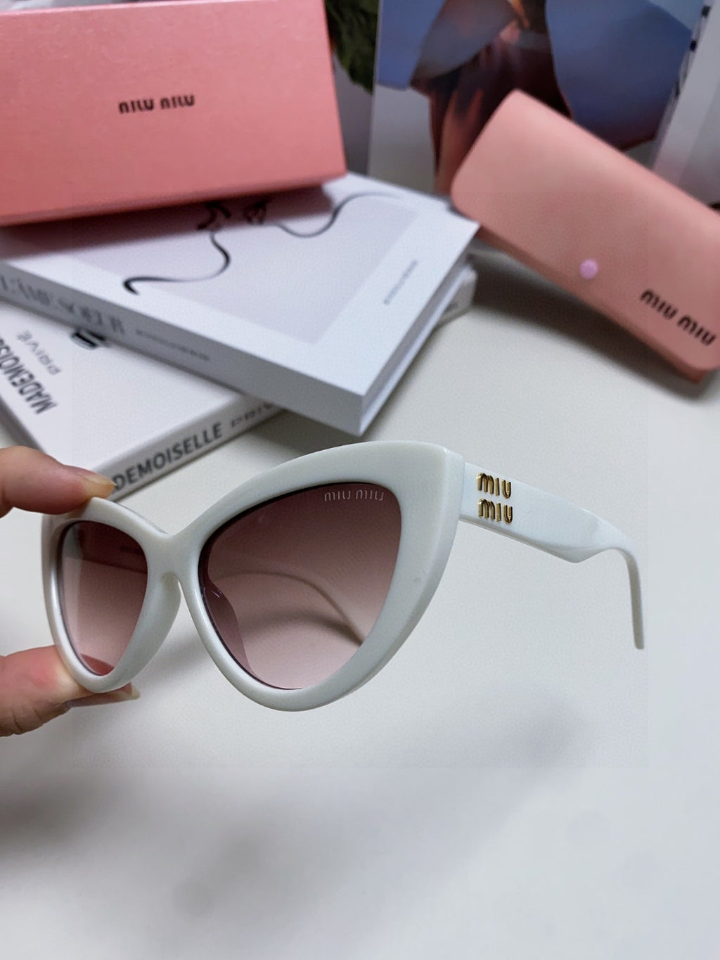 Miu Miu Cat-Eye Silver Lens Sunglasses for Men & Women - 449692 - detail image 5