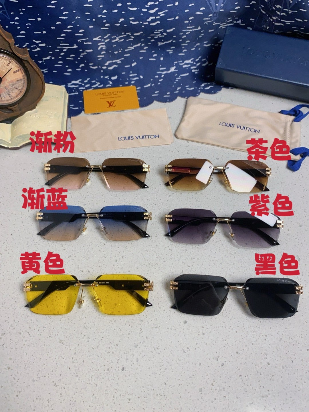Louis Vuitton Lightweight Rimless Brown Lens Sunglasses for Men & Wom - 132171 - detail image 12