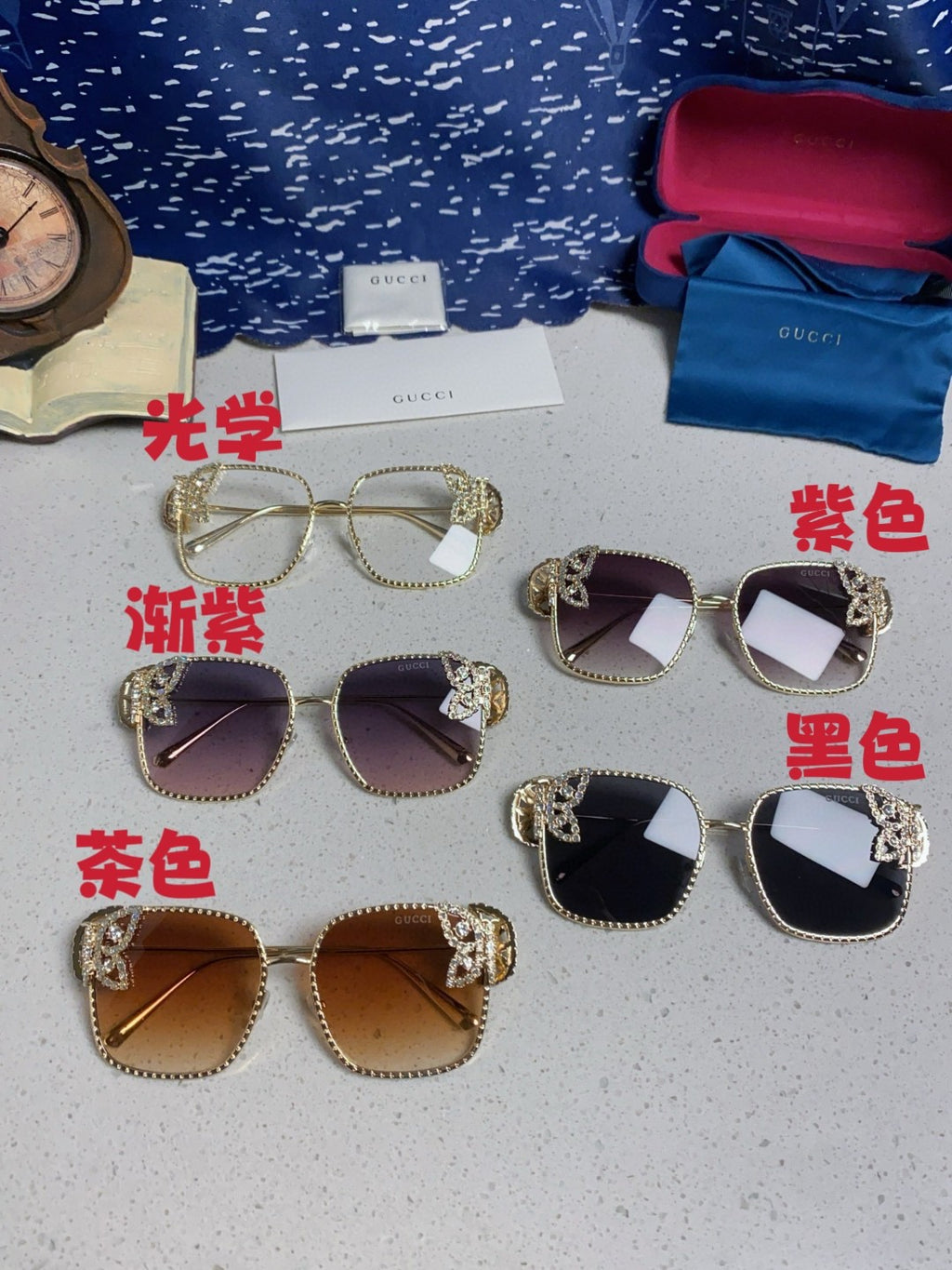 Gucci Square Brown Lens Sunglasses for Women - 132229 - detail image 12