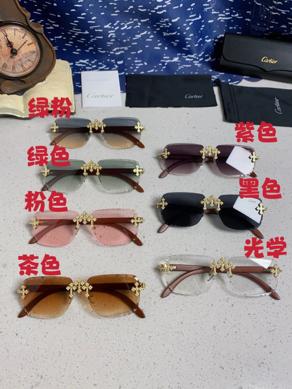 Cartier Lightweight Rimless Silver Lens Sunglasses for Men & Women - 415890 - detail image 13