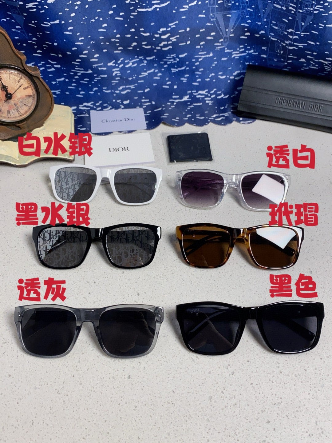 Dior Acetate Square Black Lens Sunglasses for Men & Women - 486734 - detail image 13