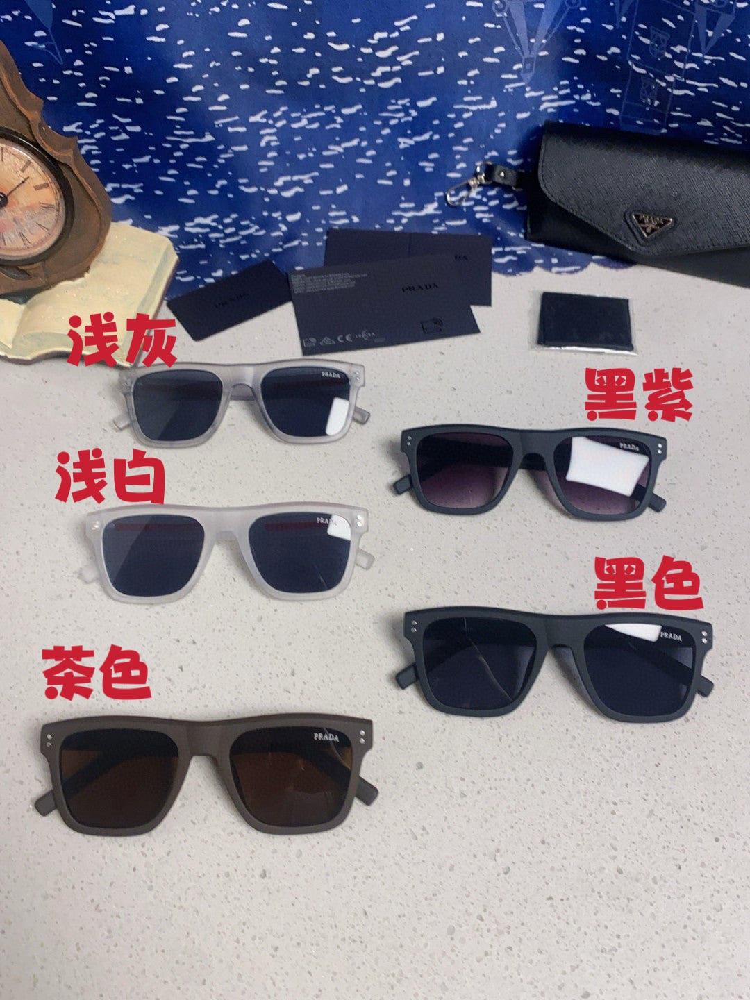 Prada Square Blue Lens Sunglasses for Men & Women - 358460 - detail image 12
