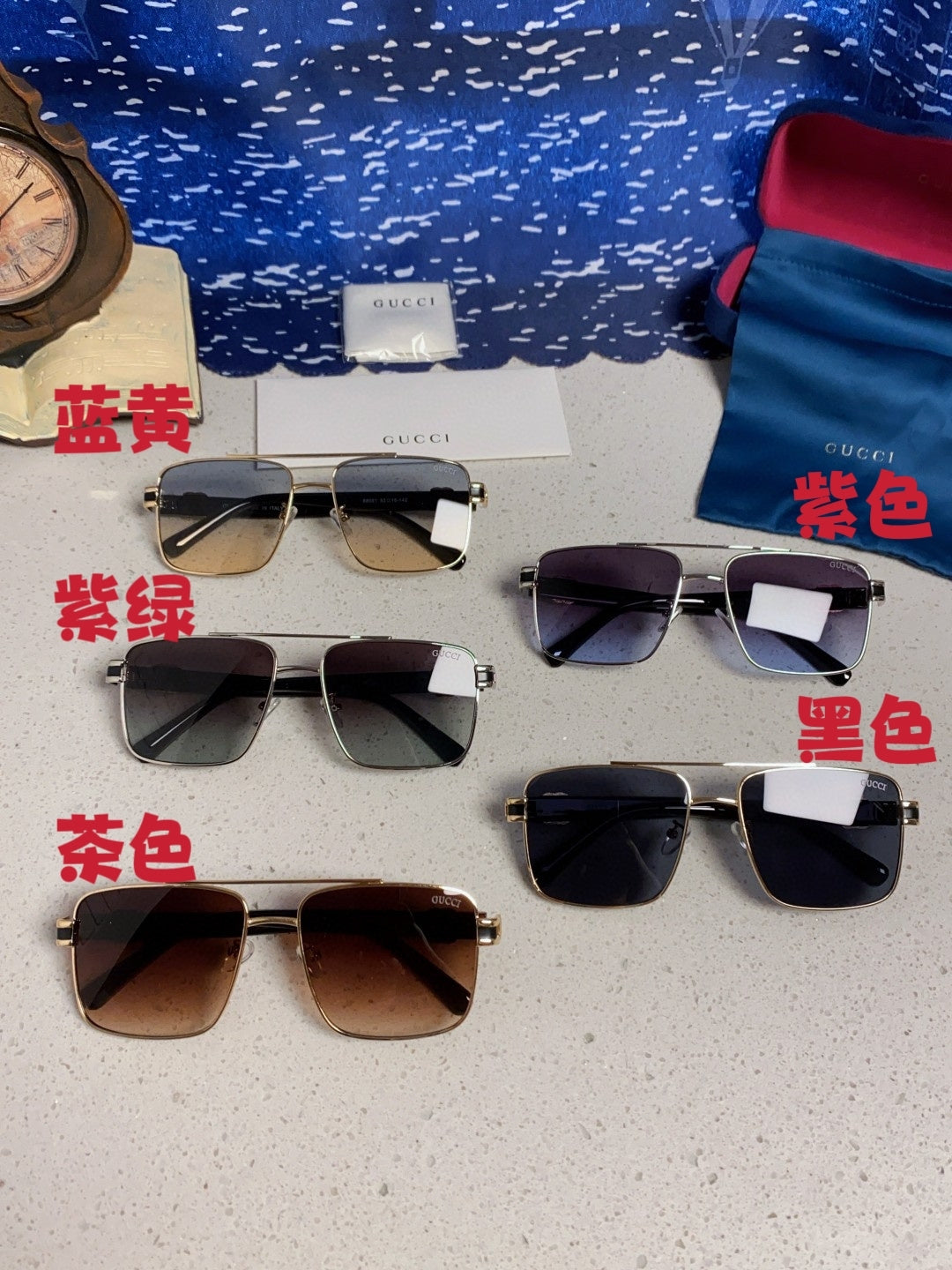 Gucci Metal Square Silver Lens Sunglasses for Men & Women - 158233 - detail image 12
