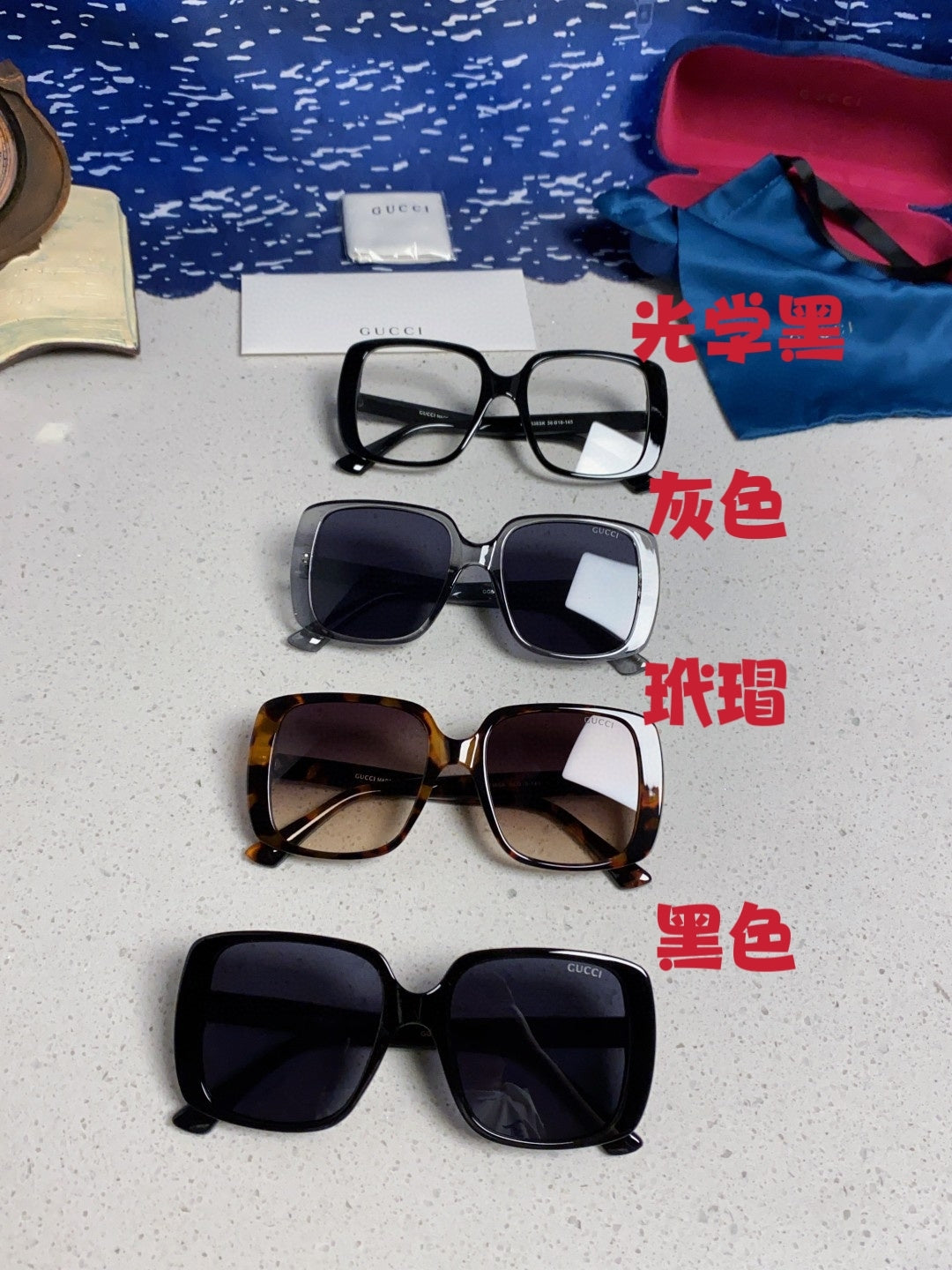 Gucci Square Blue Lens Sunglasses for Men & Women - 357768 - detail image 11