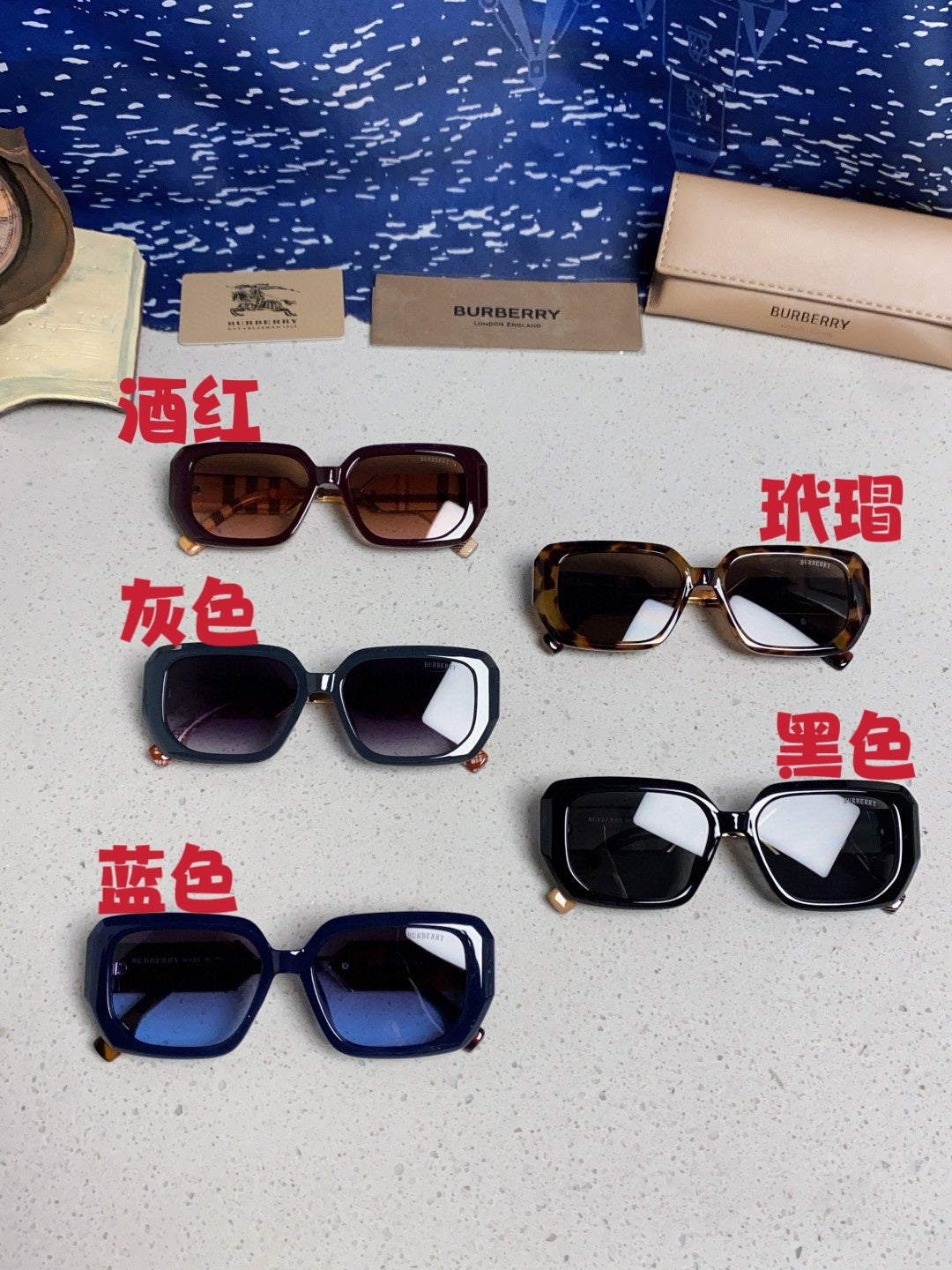 Burberry Rectangular Red Lens Sunglasses for Men & Women - 416076 - detail image 12