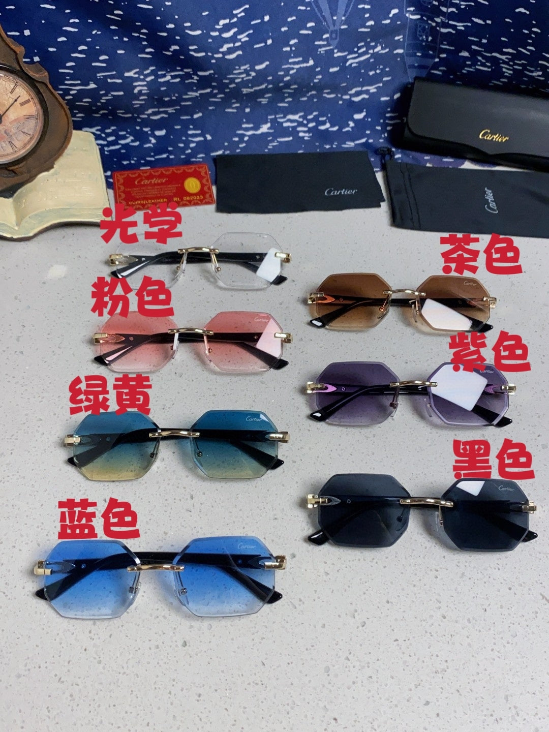 Cartier Lightweight Rimless Red Lens Sunglasses for Men & Women - 382735 - detail image 12