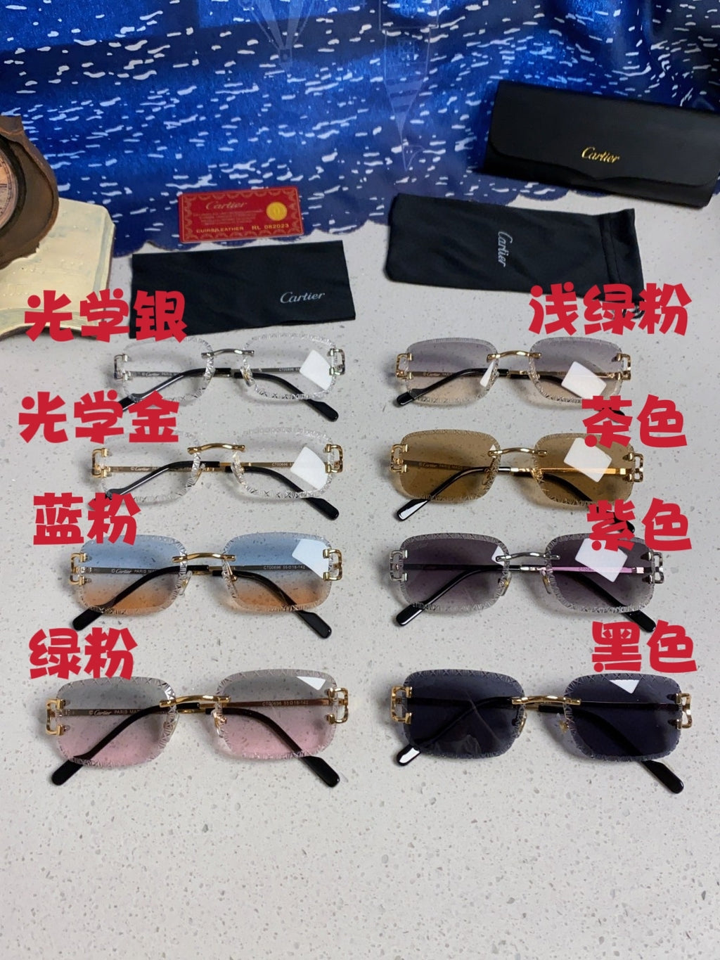 Cartier Metal Square Black Lens Sunglasses for Men & Women - 432348 - detail image 12