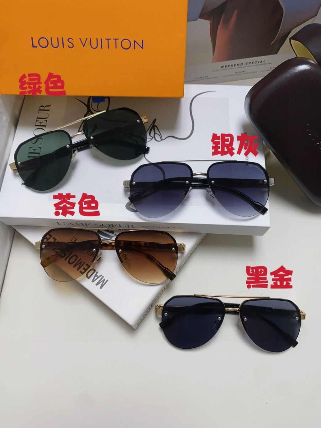 Louis Vuitton Metal Aviator Brown Lens Sunglasses for Men & Women - 448546 - detail image 9