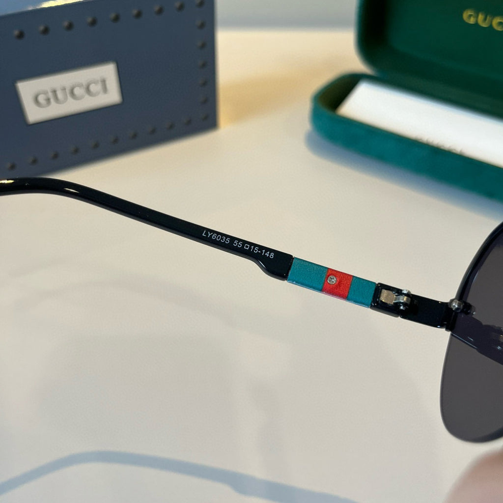 Gucci Metal Aviator Black Lens Sunglasses for Men & Women - 371509 - detail image 10