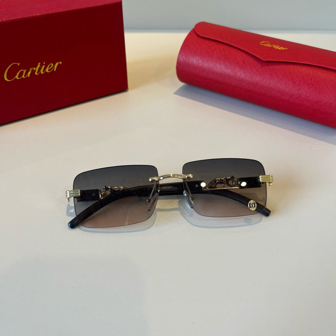 Cartier Lightweight Metal Rimless Silver Lens Sunglasses for Men & Wo - 372264 - detail image 8