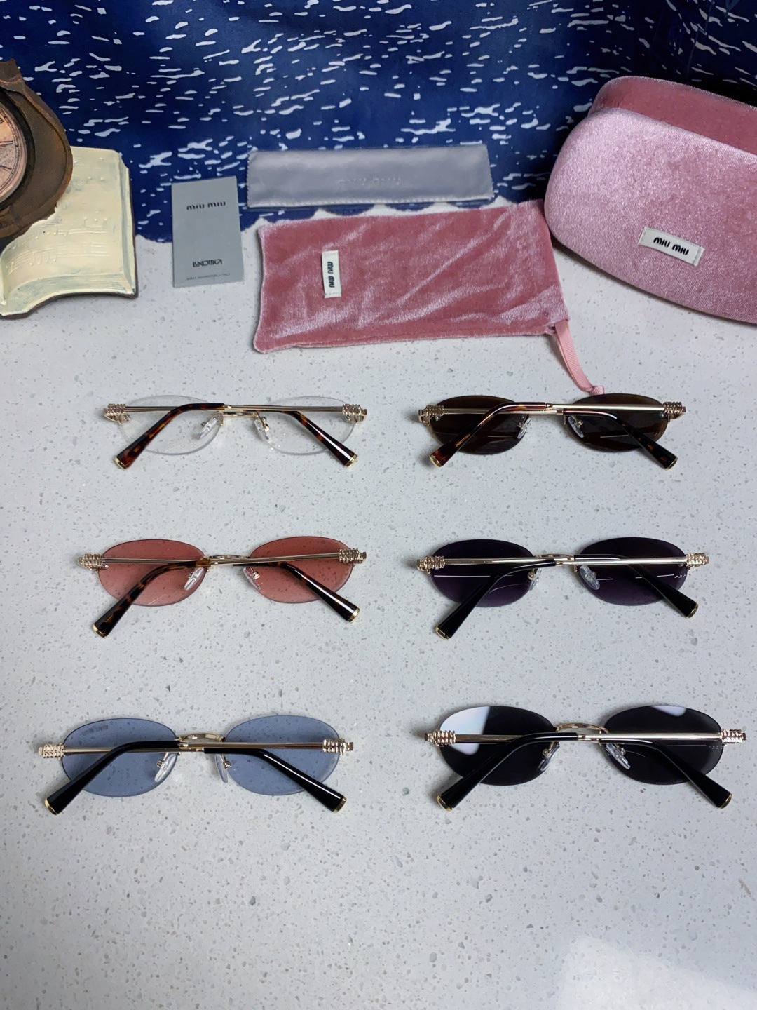 Miu Miu Lightweight Metal Rimless Gold Lens Sunglasses for Women - detail image 11