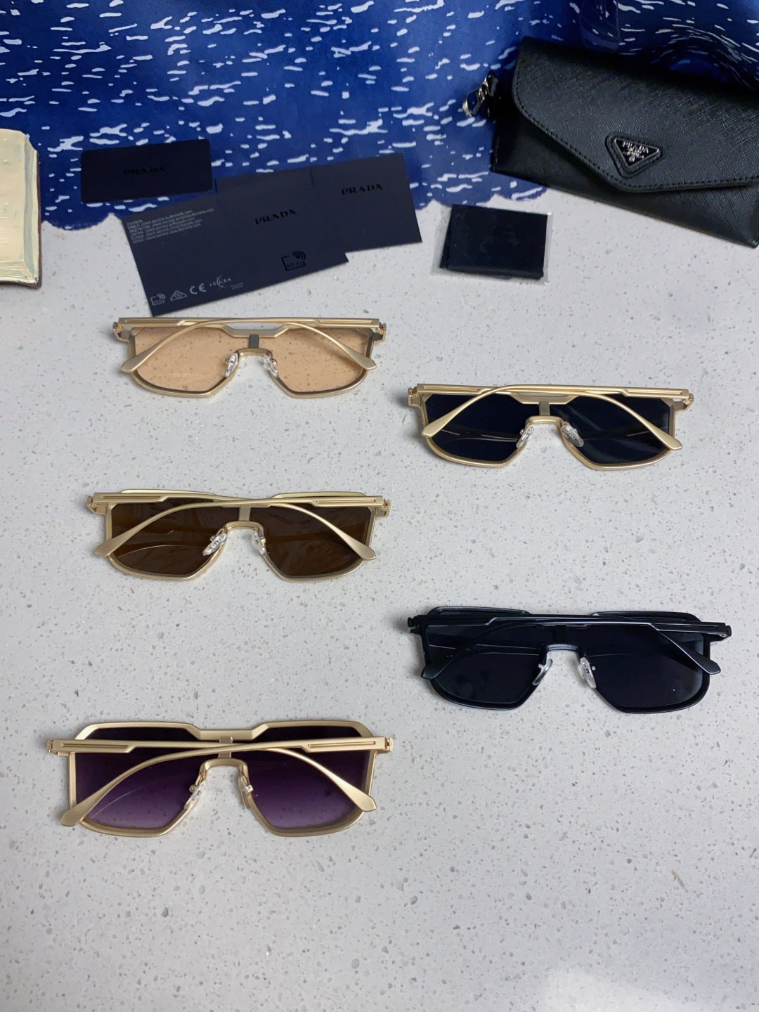 Prada Metal Fashion Blue Lens Sunglasses for Men - detail image 11