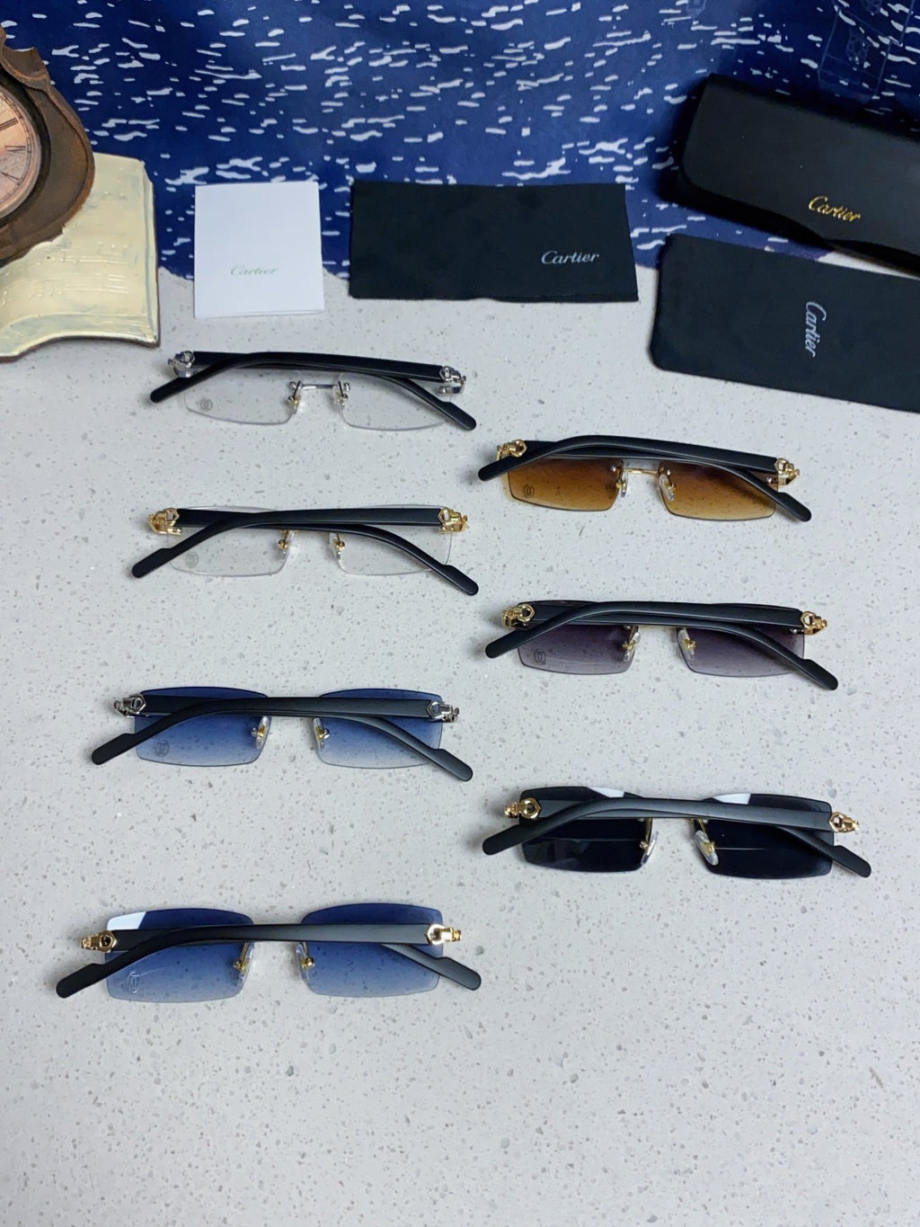 Cartier Lightweight Rimless Silver Lens Sunglasses for Men & Women - 465901 - detail image 11