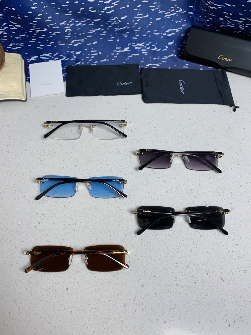 Cartier Metal Fashion Black Lens Sunglasses for Men & Women - detail image 10