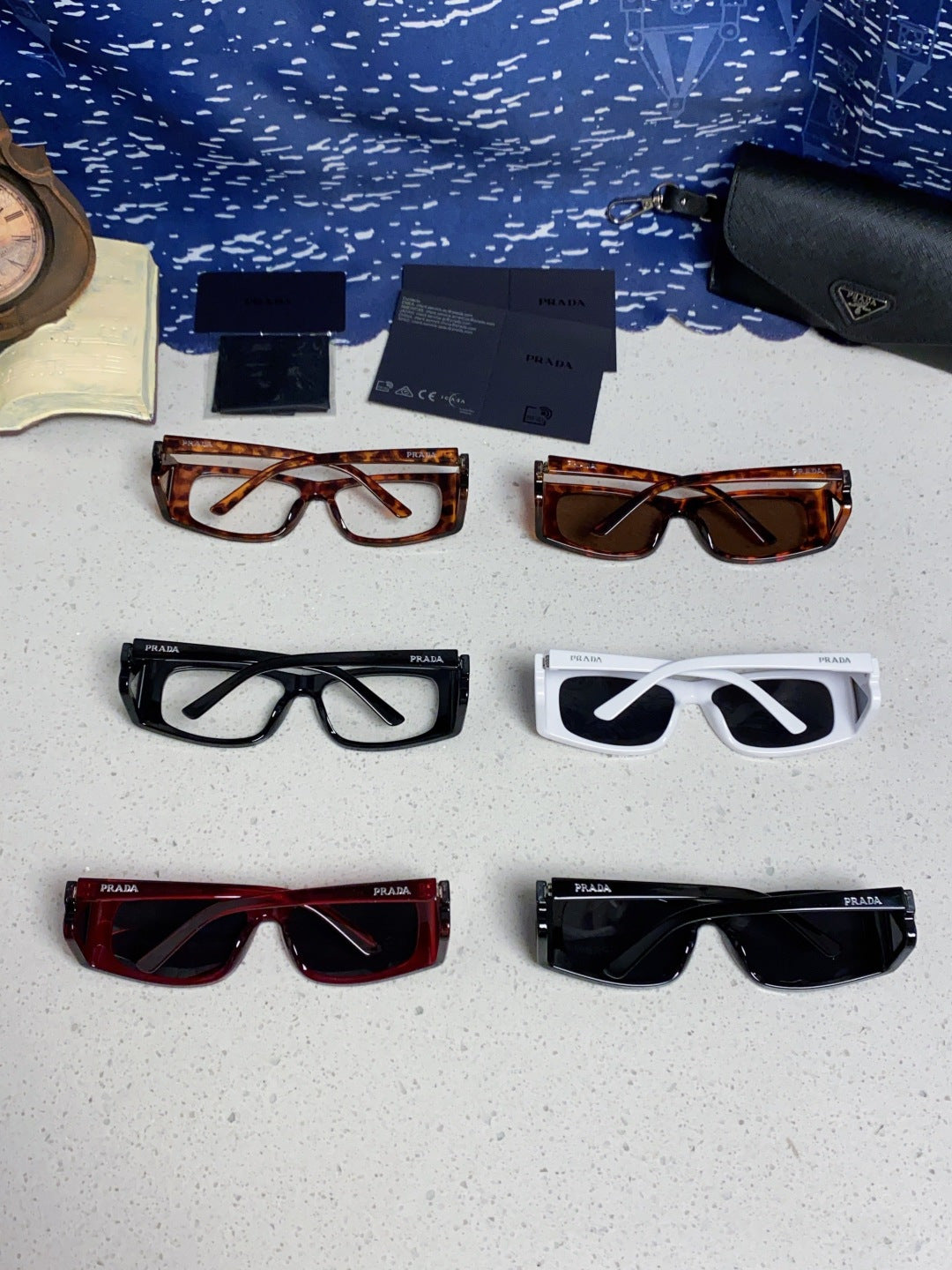 Prada SPRB03 Square Red Lens Sunglasses for Men & Women - detail image 11