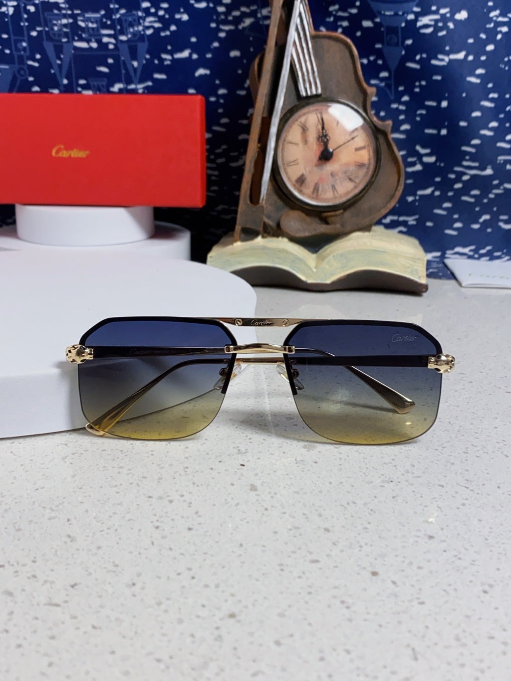 Cartier Metal Square Silver Lens Sunglasses for Men & Women - 158515 - detail image 9