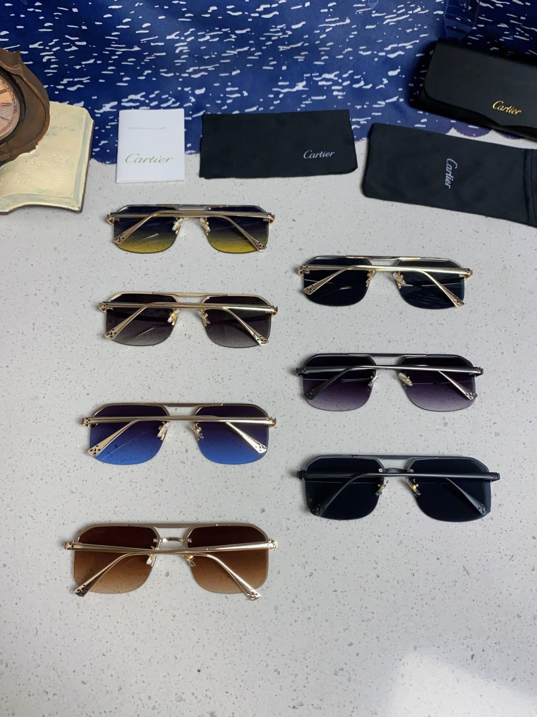 Cartier Metal Square Silver Lens Sunglasses for Men & Women - 399005 - detail image 11