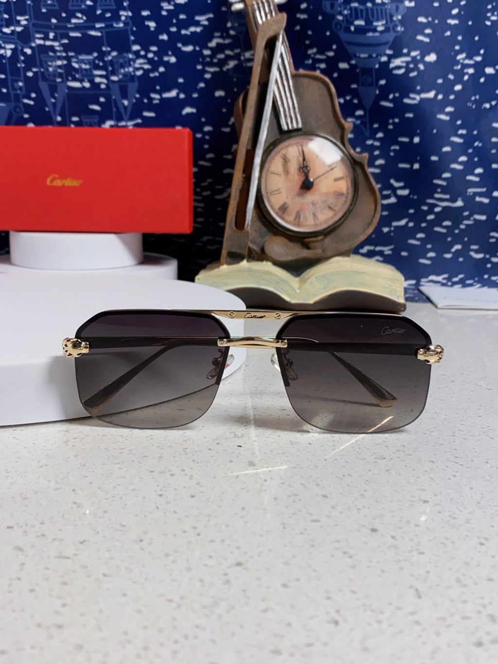Cartier Metal Square Silver Lens Sunglasses for Men & Women - 399005 - detail image 9
